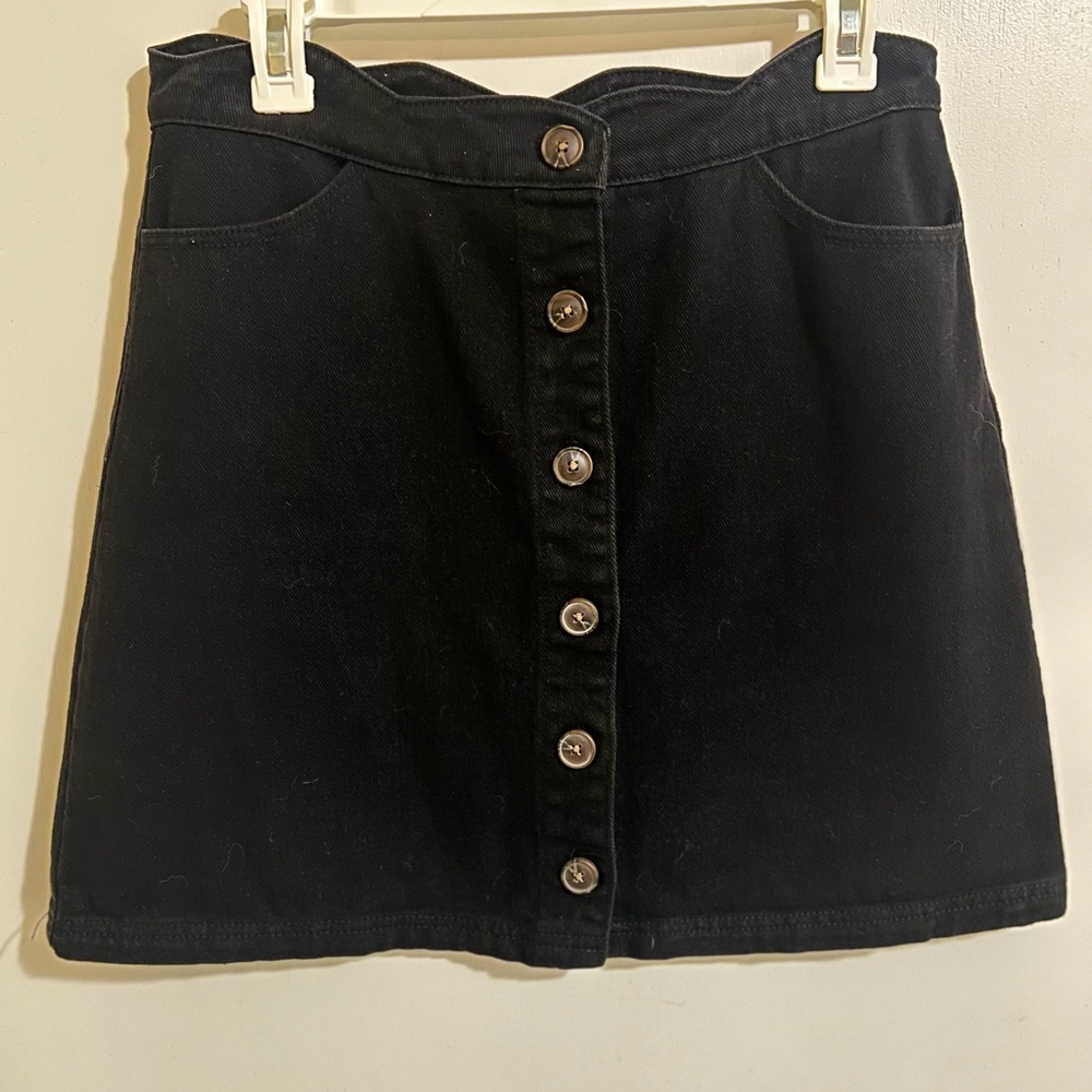 Blu Pepper Black Denim Mini Skirt
